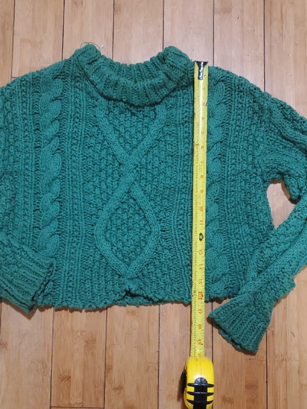 Free People Xs Green Chunky Cable Knit Women's Sweater - Picture 4 of 7